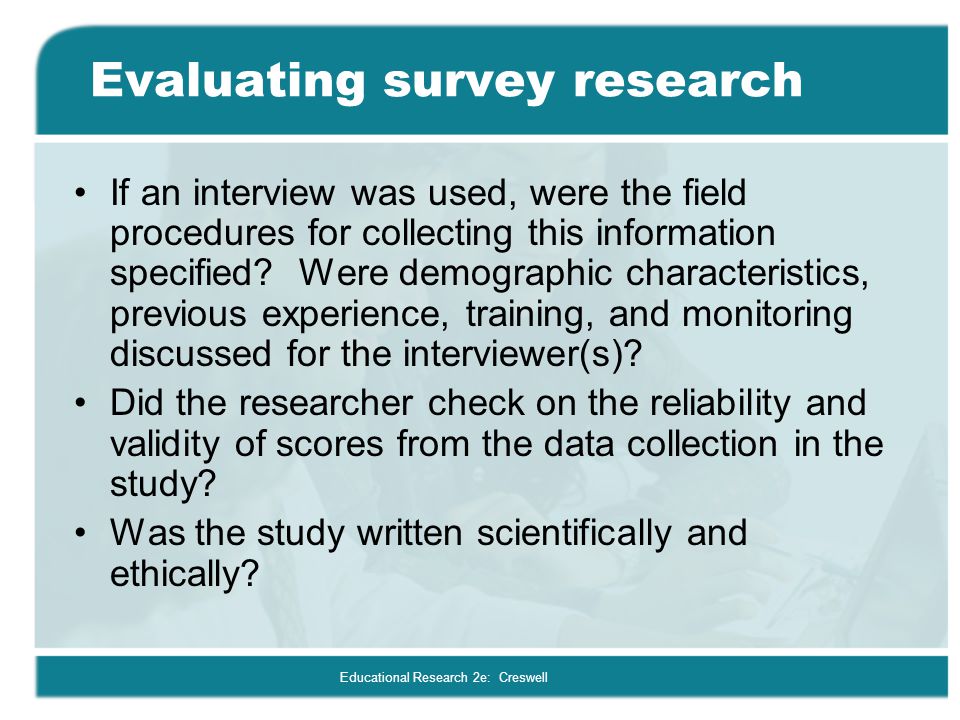 Evaluating survey research
