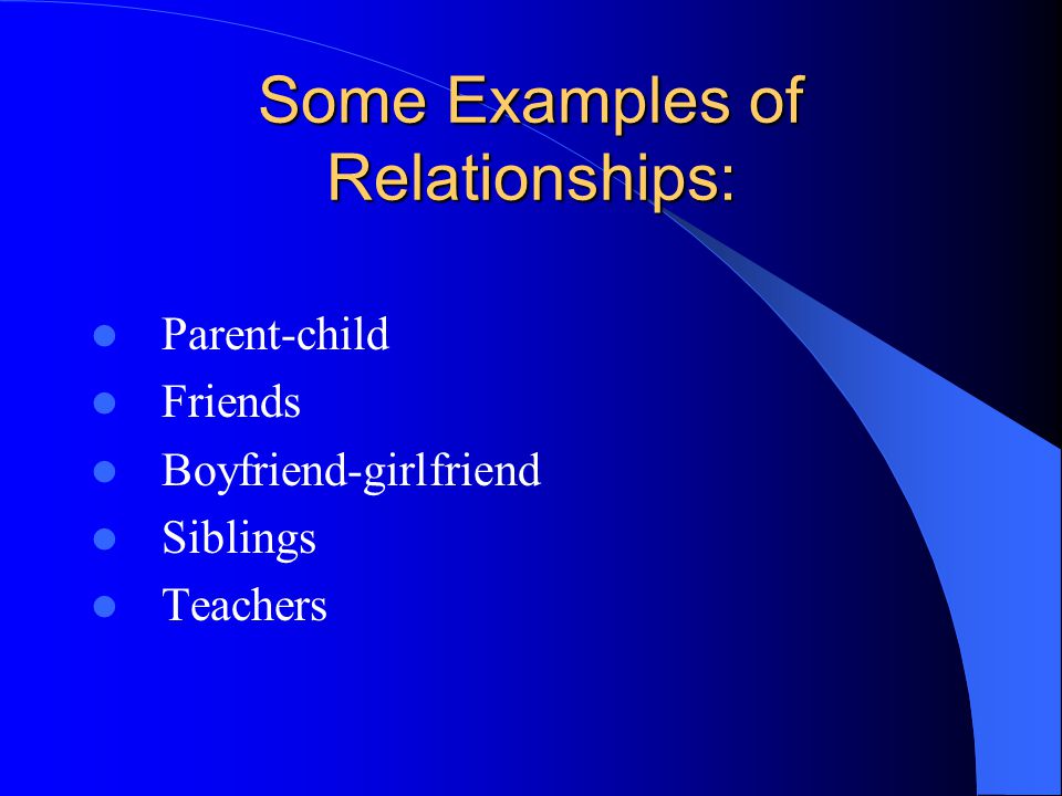 Some Examples of Relationships: