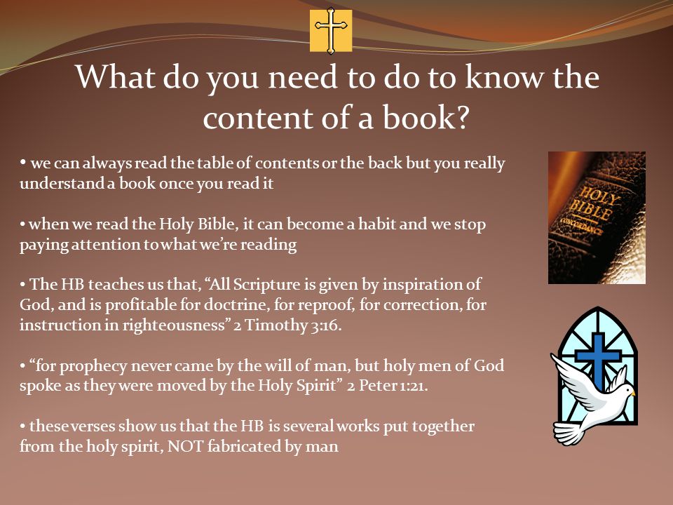 What do you need to do to know the content of a book
