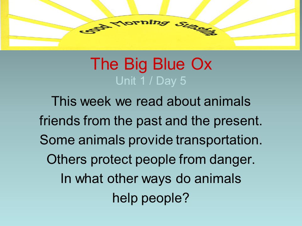 The Big Blue Ox Unit 1 / Day 5