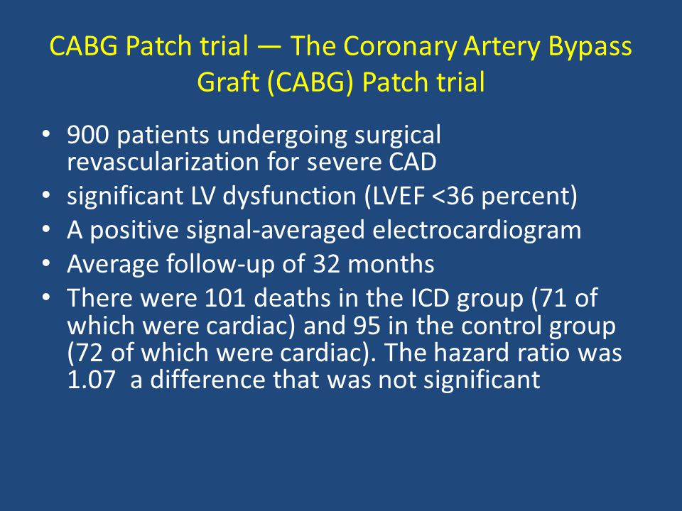 CABG Patch trial — The Coronary Artery Bypass Graft (CABG) Patch trial
