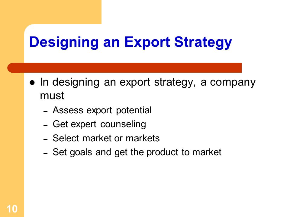 Designing an Export Strategy