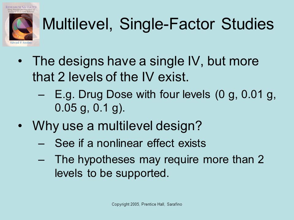 Multilevel, Single-Factor Studies