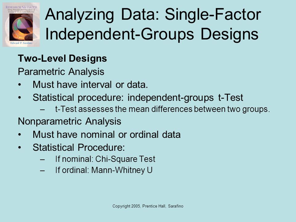 Analyzing Data: Single-Factor Independent-Groups Designs