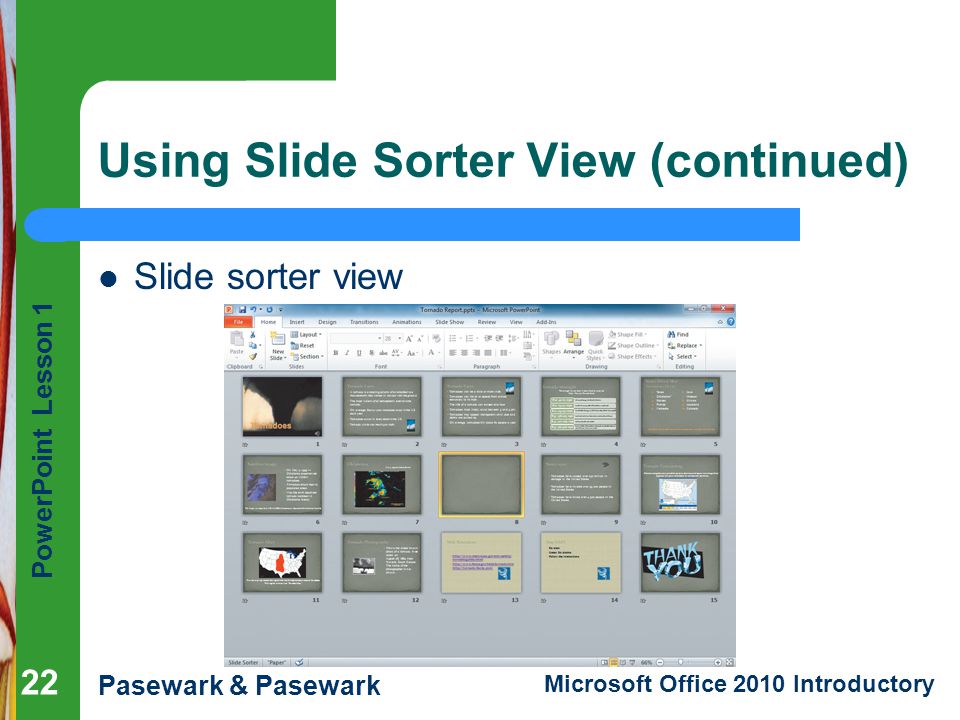 Using Slide Sorter View (continued)