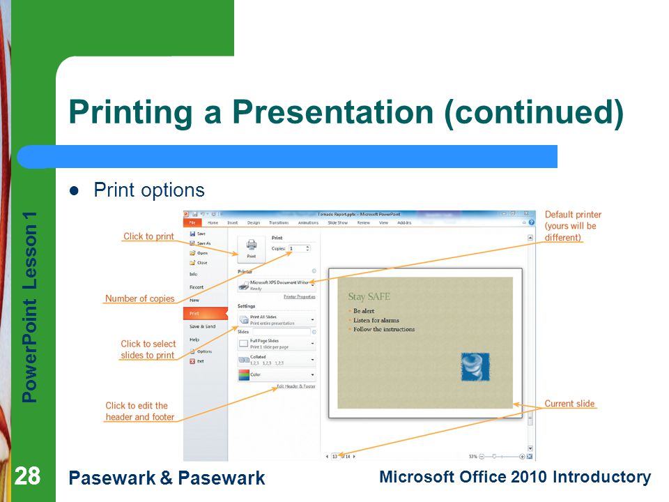 Printing a Presentation (continued)