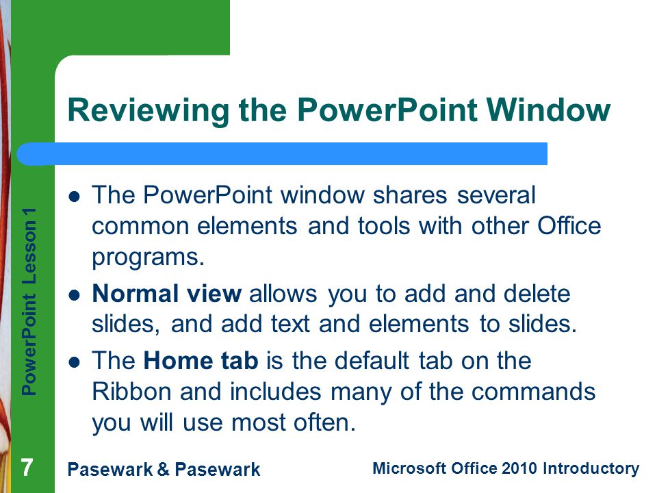 Reviewing the PowerPoint Window