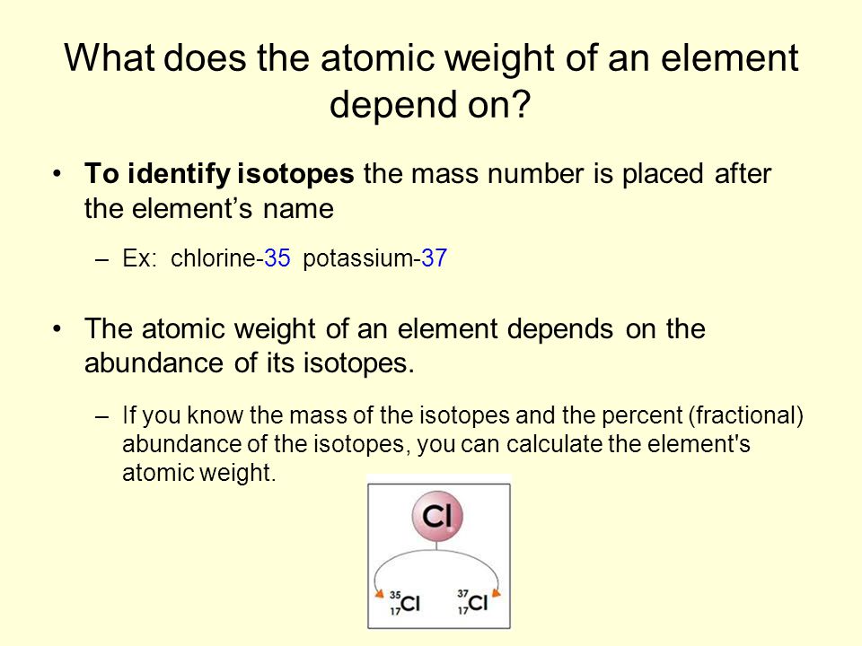 What does the atomic weight of an element depend on