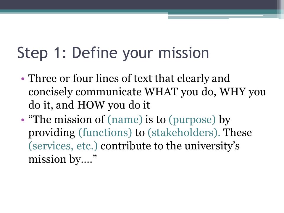 Step 1: Define your mission