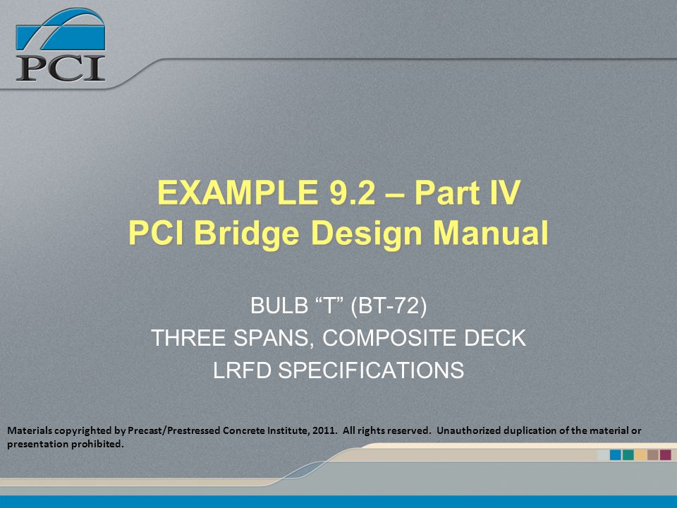 Example 9 2 Part Iv Pci Bridge Design Manual Ppt Video Online