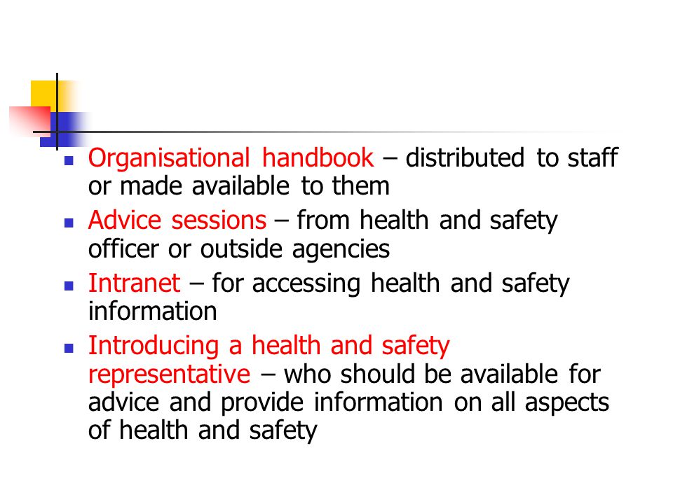 Organisational handbook – distributed to staff or made available to them
