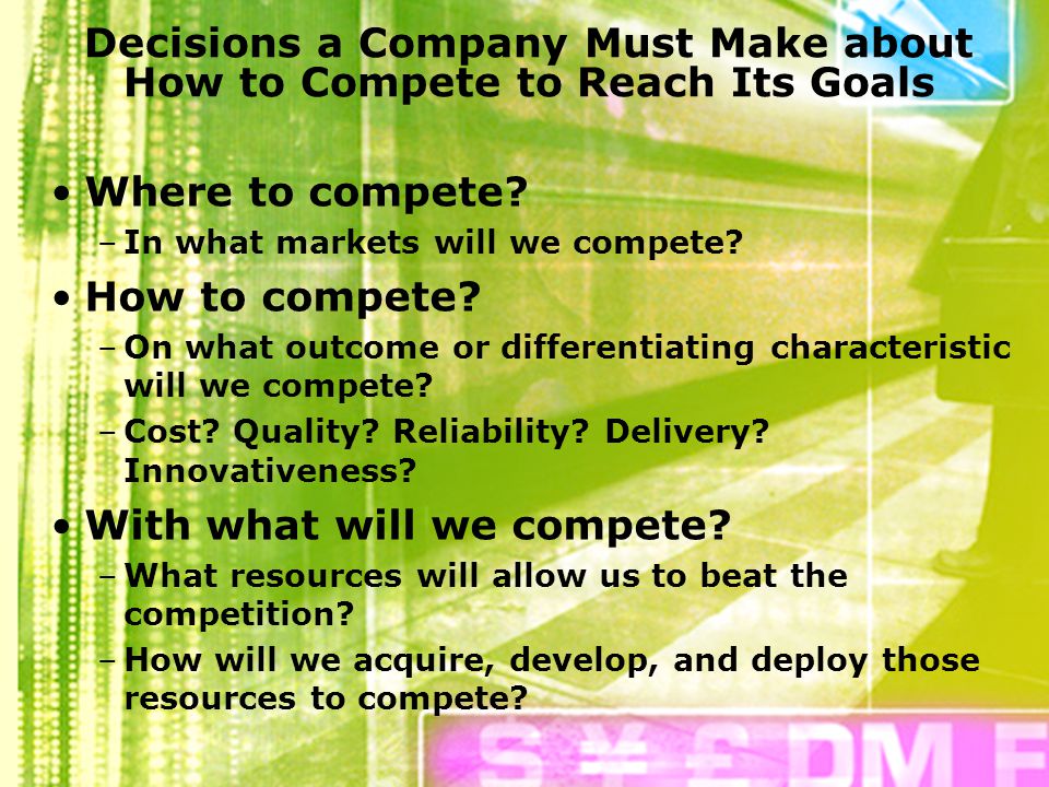 Decisions a Company Must Make about How to Compete to Reach Its Goals