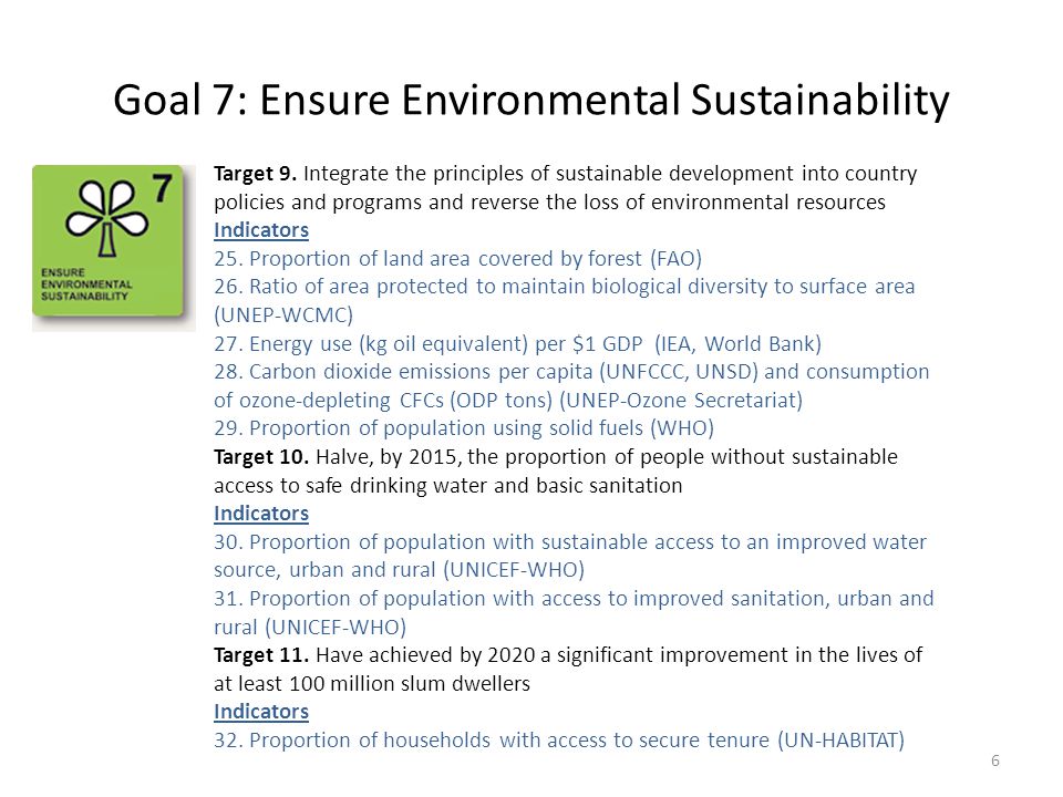 Goal 7: Ensure Environmental Sustainability