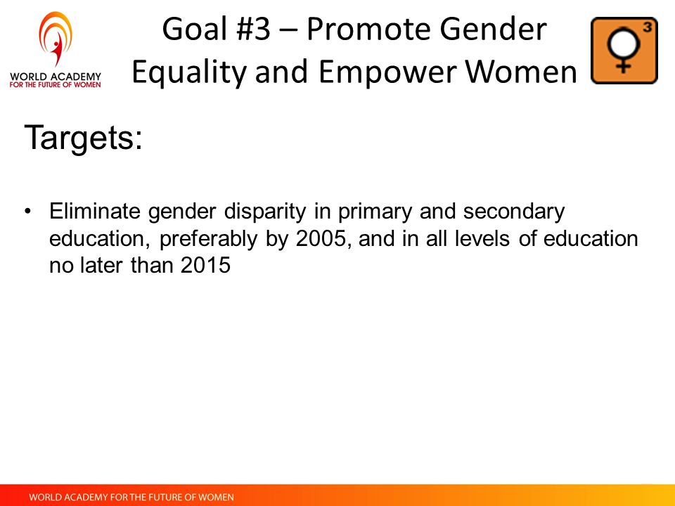 Goal #3 – Promote Gender Equality and Empower Women