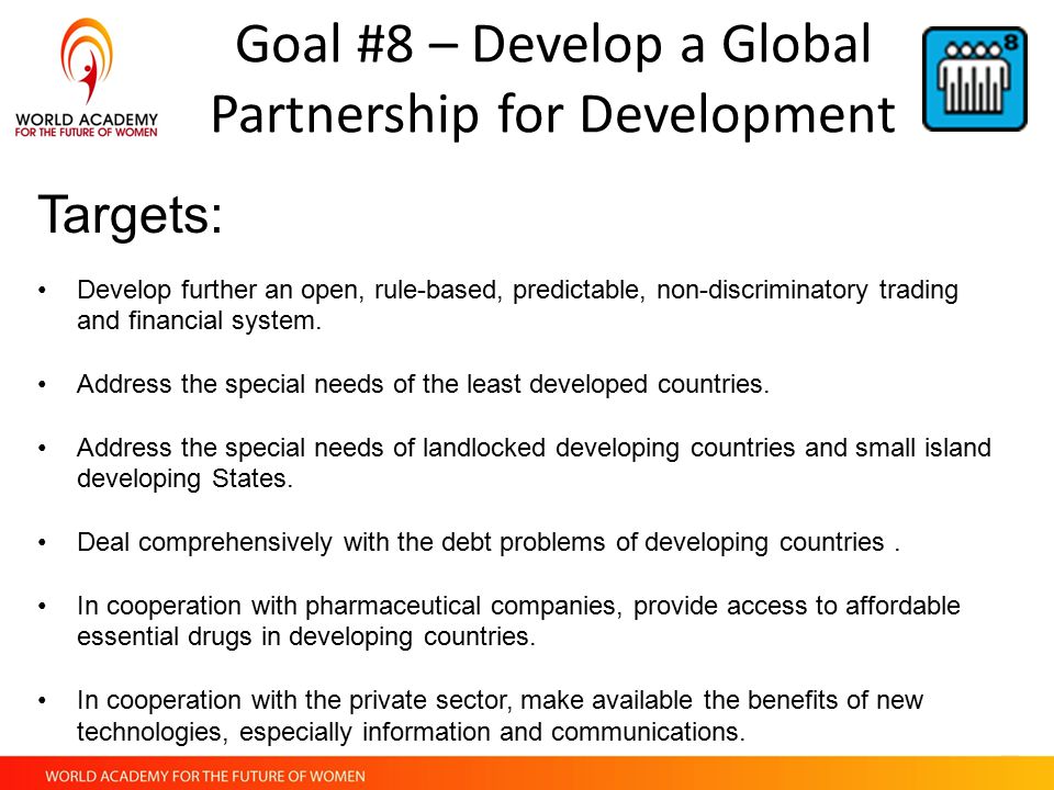 Goal #8 – Develop a Global Partnership for Development