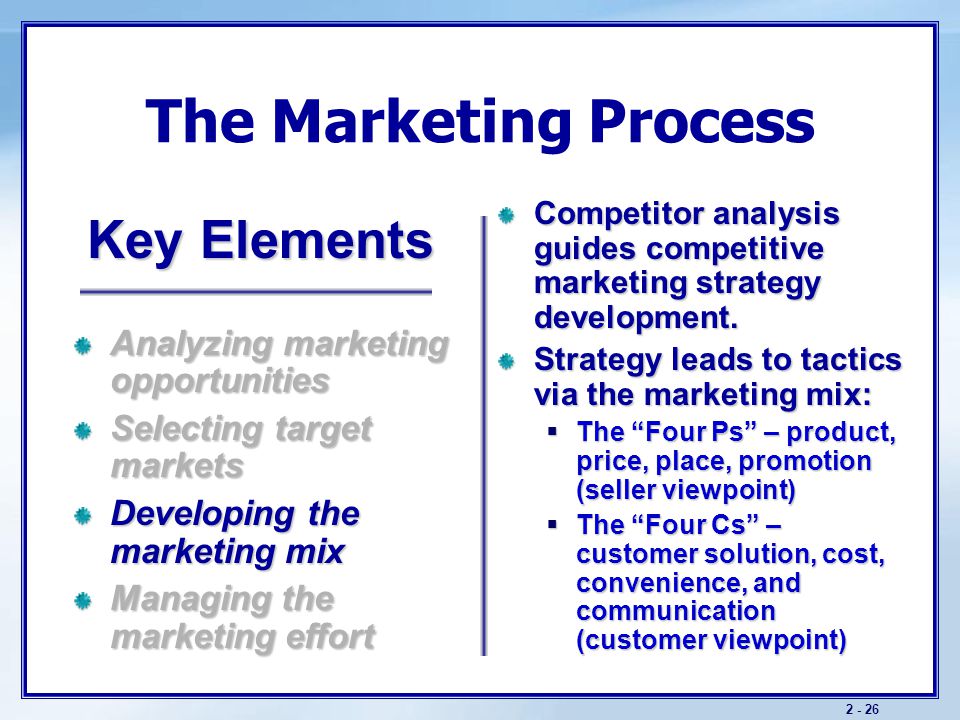 Marketing Mix The marketing mix includes controllable and tactical marketing tools knows as the 4P’s.