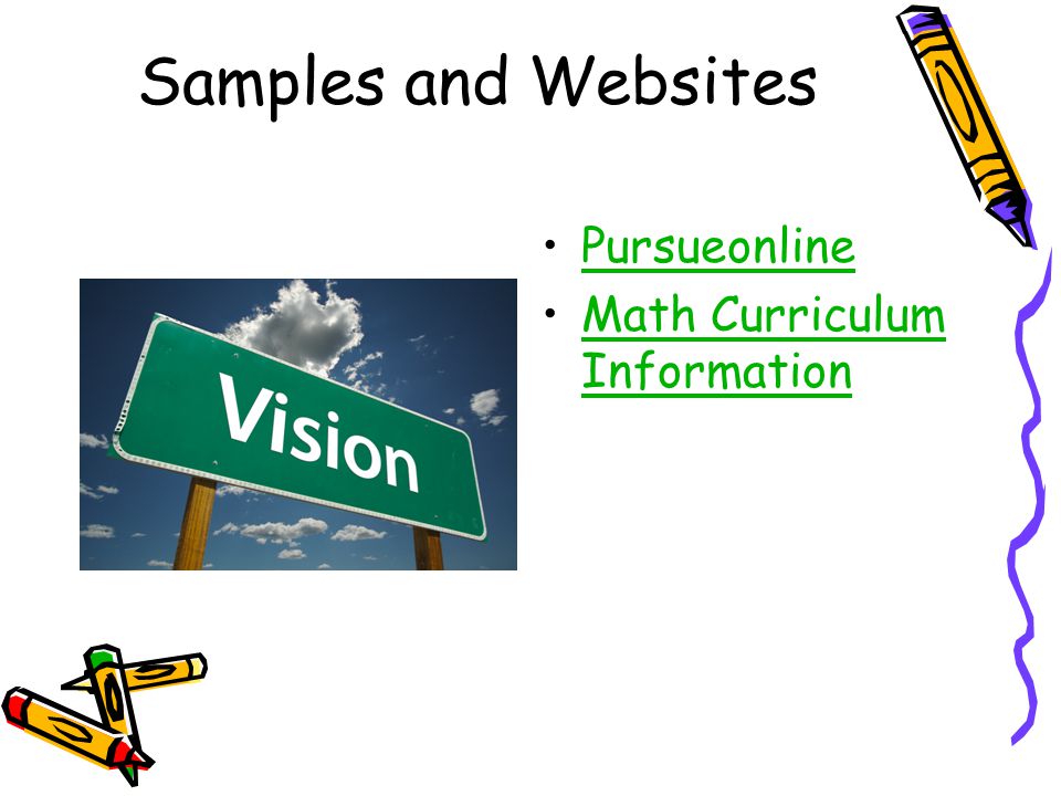 Samples and Websites Pursueonline Math Curriculum Information