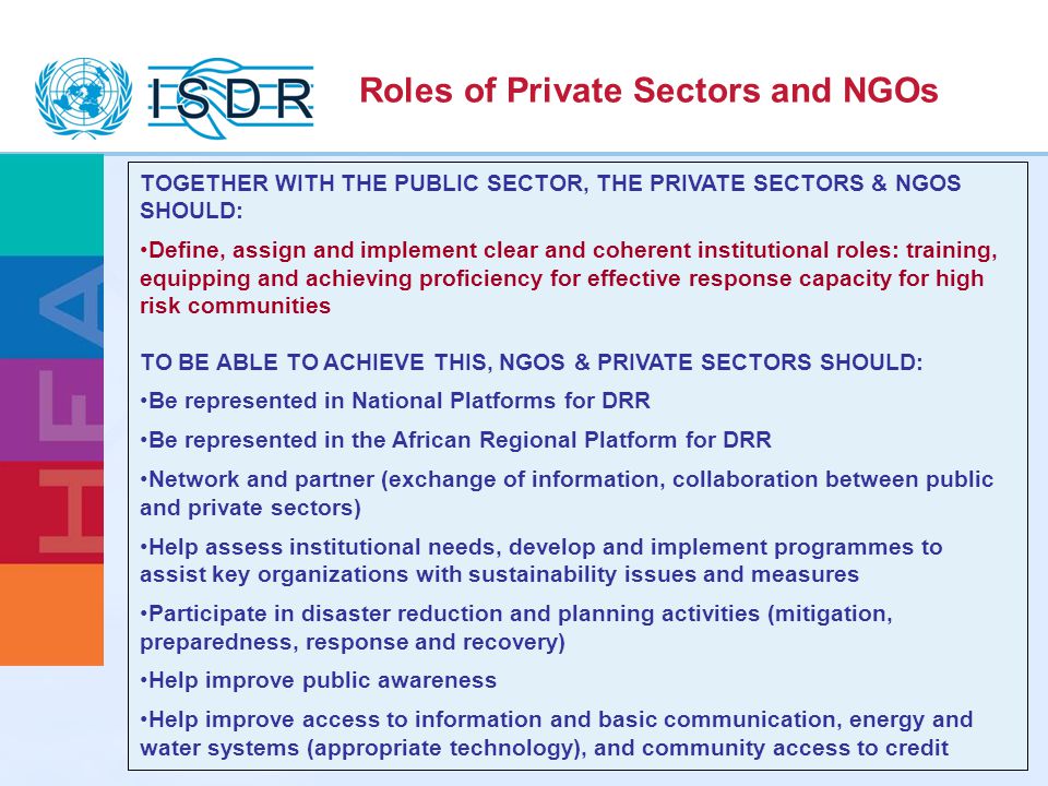 Roles of Private Sectors and NGOs