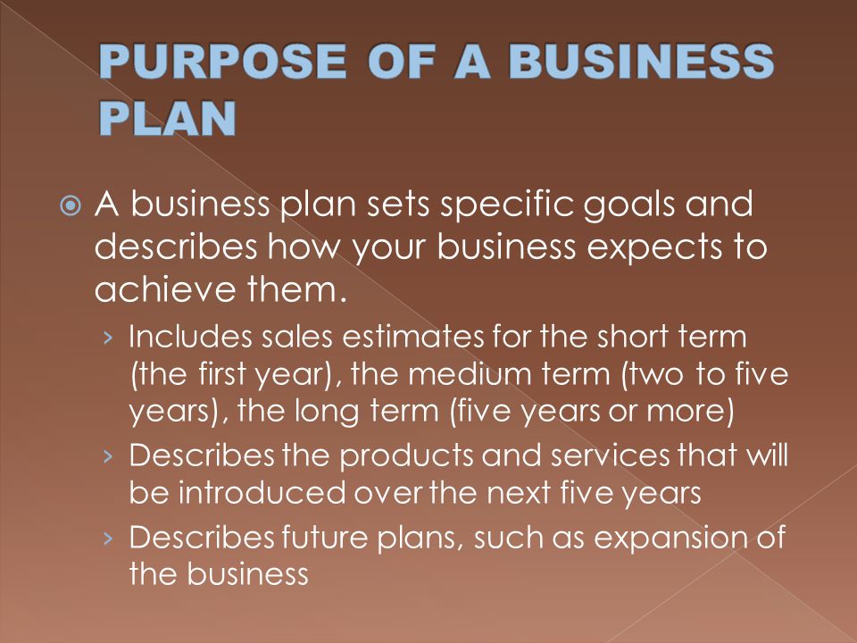 PURPOSE OF A BUSINESS PLAN