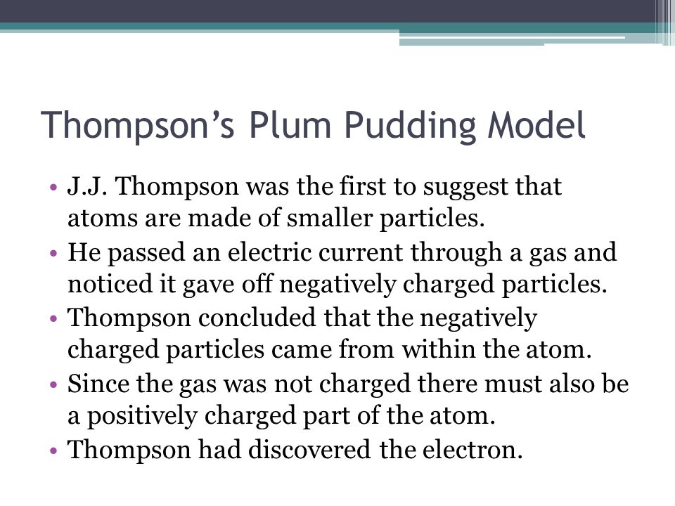 Thompson’s Plum Pudding Model