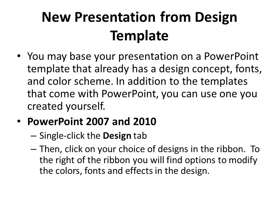 New Presentation from Design Template