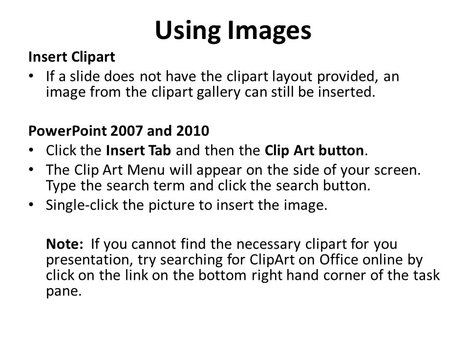 Using Images Insert Clipart