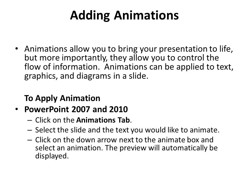 Adding Animations