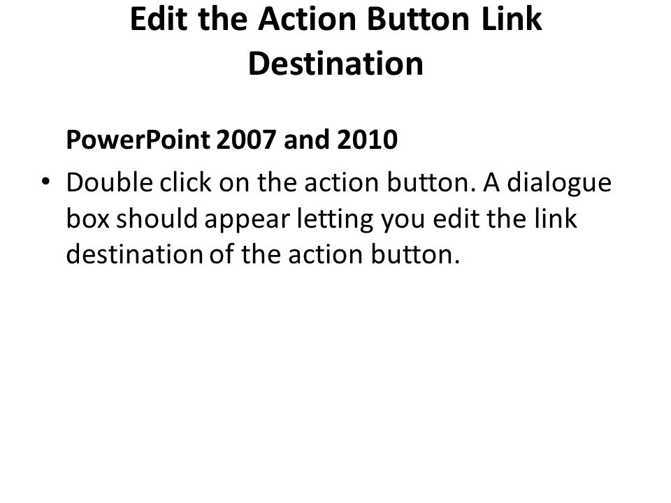 Edit the Action Button Link Destination