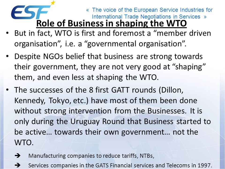 Role of Business in shaping the WTO
