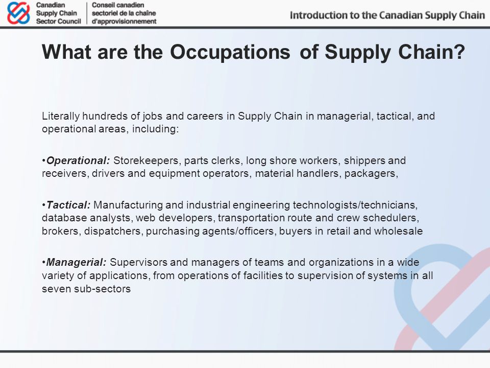 What are the Occupations of Supply Chain