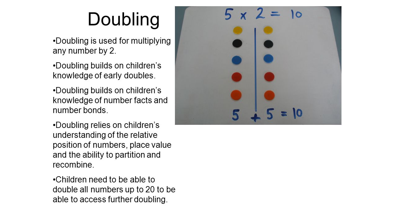 Doubling Doubling is used for multiplying any number by 2.