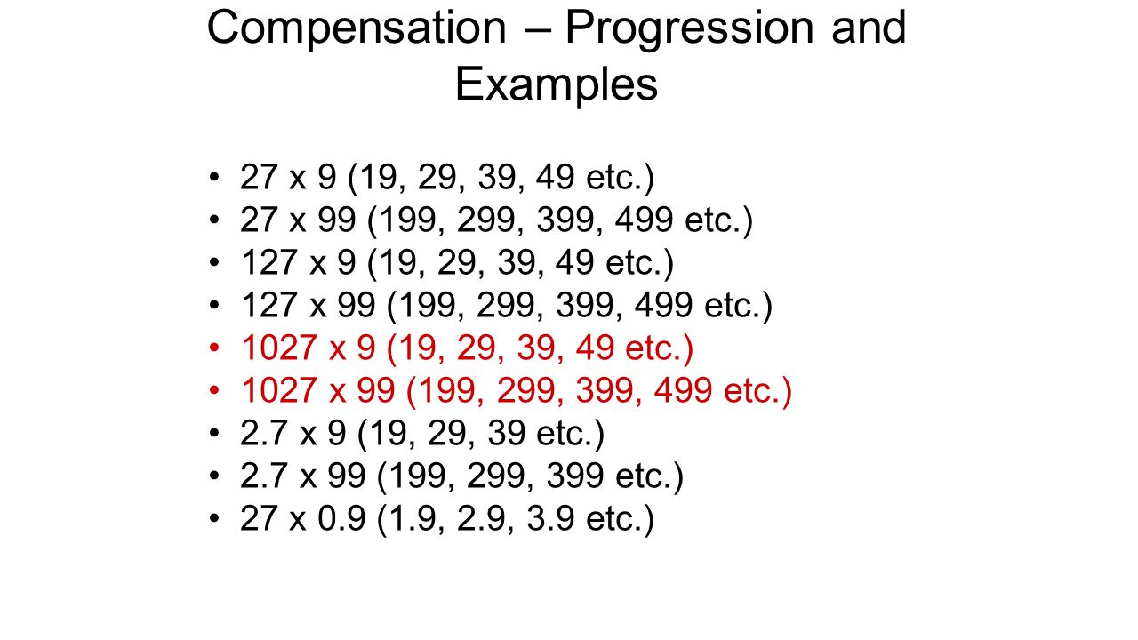 Compensation – Progression and Examples