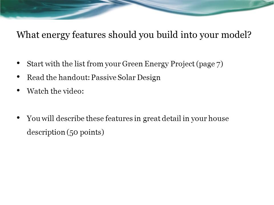 What energy features should you build into your model