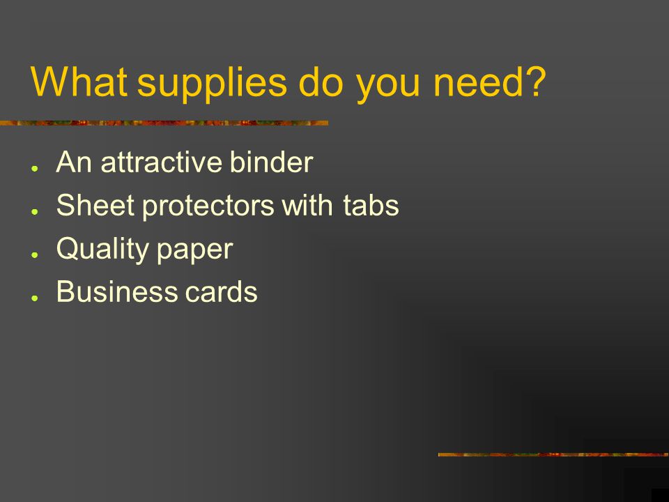 What supplies do you need