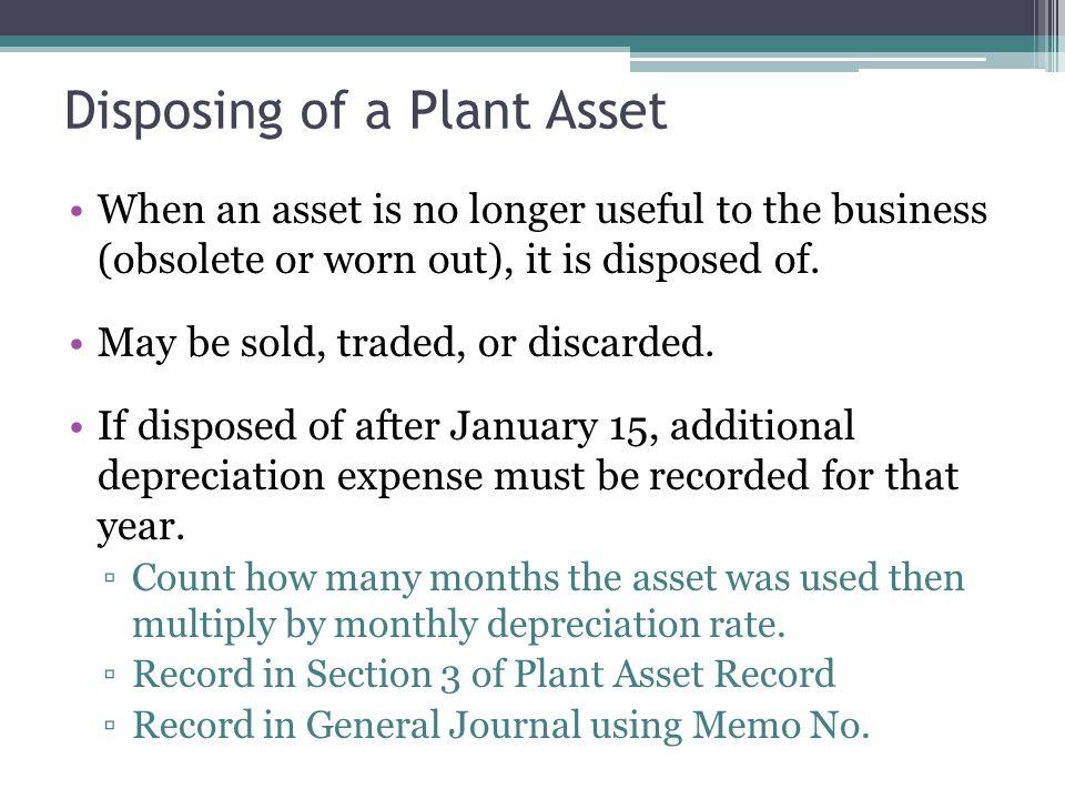 Disposing of a Plant Asset