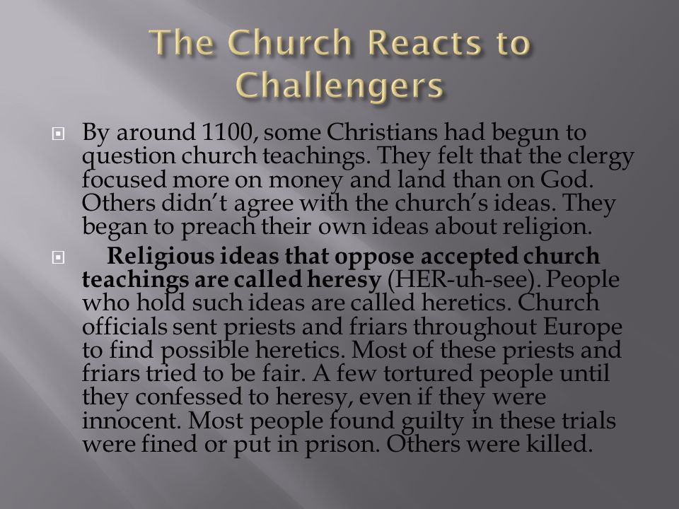The Church Reacts to Challengers