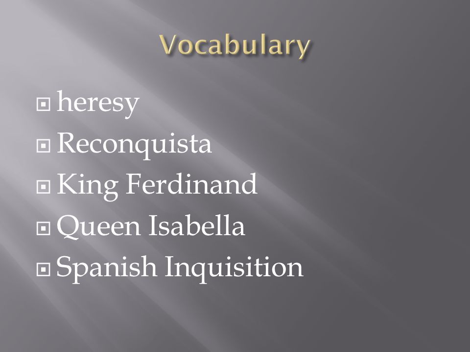 heresy Reconquista King Ferdinand Queen Isabella Spanish Inquisition