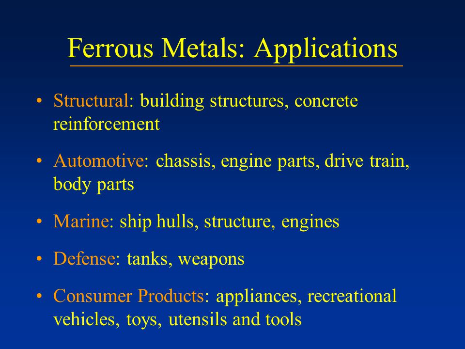 Ferrous Metals: Applications