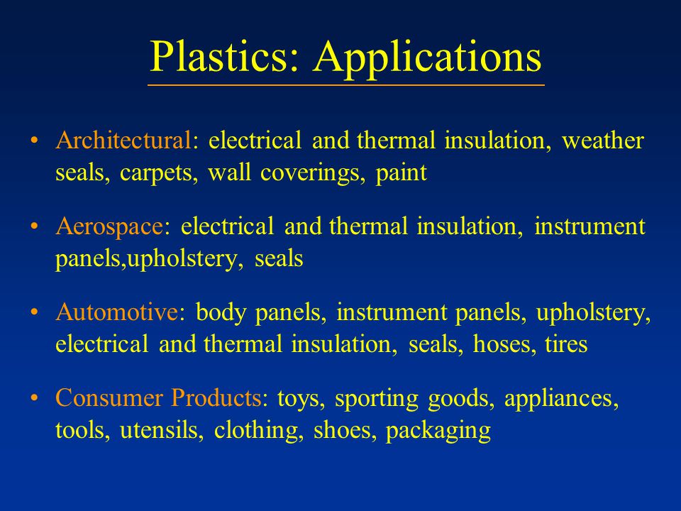 Plastics: Applications