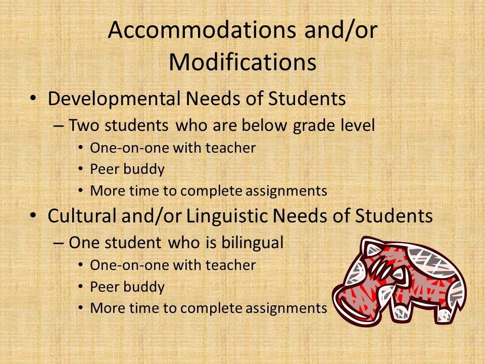 Accommodations and/or Modifications