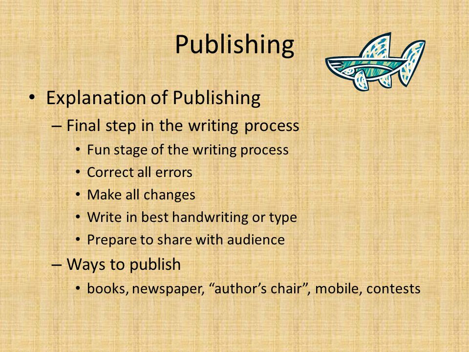 Publishing Explanation of Publishing Final step in the writing process