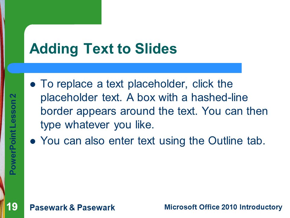 Adding Text to Slides