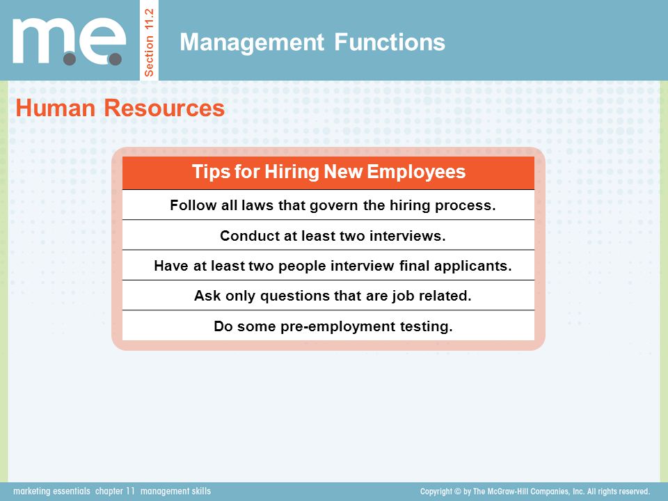 Management Functions Human Resources Tips for Hiring New Employees