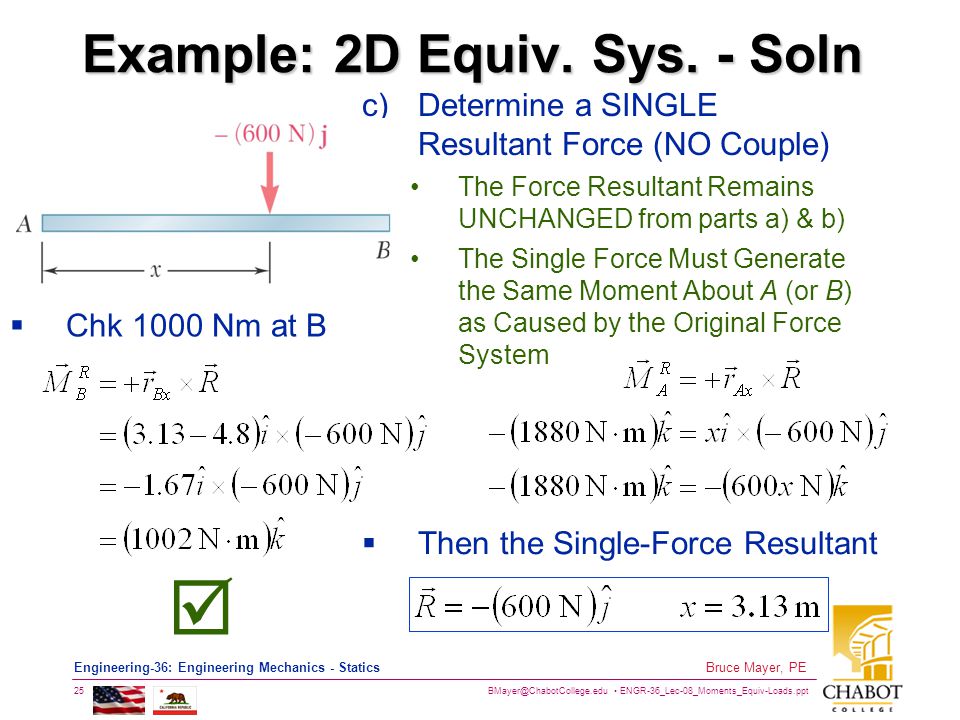 Example: 2D Equiv. Sys. - Soln
