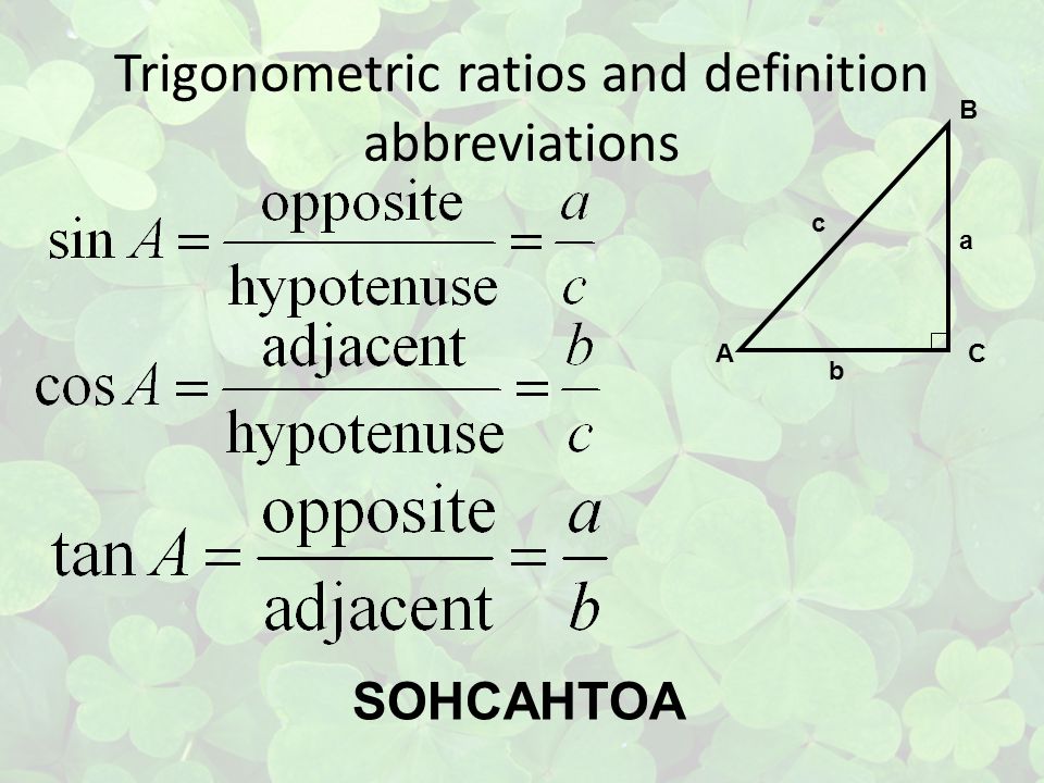Trigonometric ratios and definition abbreviations