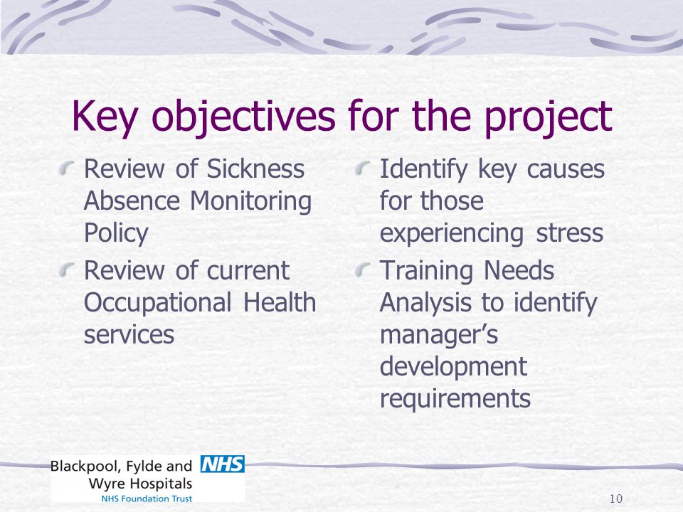 Key objectives for the project