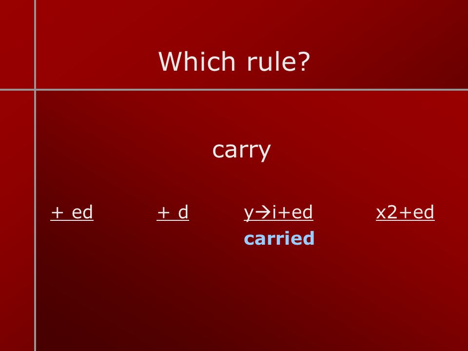 Which rule carry + ed + d yi+ed x2+ed carried