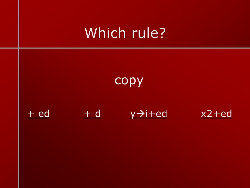 Which rule copy + ed + d yi+ed x2+ed