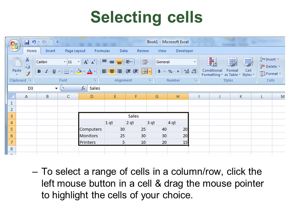 Selecting cells