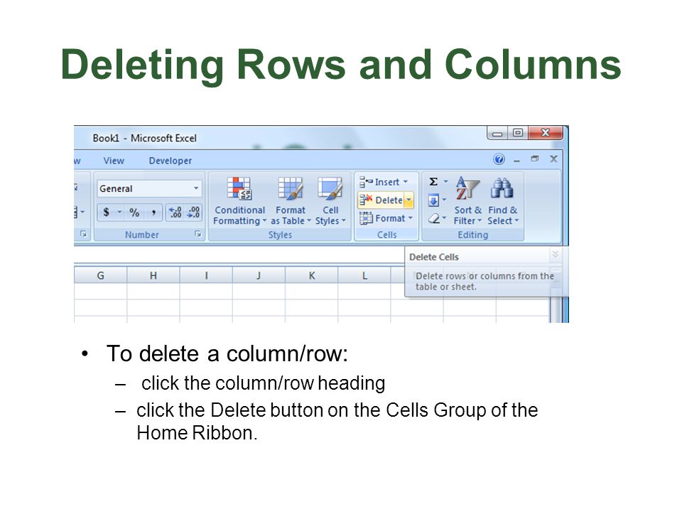 Deleting Rows and Columns